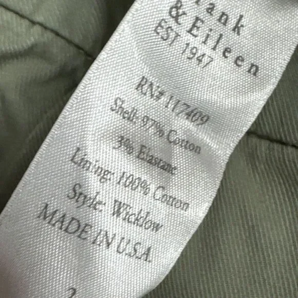 WOMENS FRANK & EILEEN WICKLOW CHINO CROPPED RAW EDGE TWILL PANTS LIGHT GREEN 2